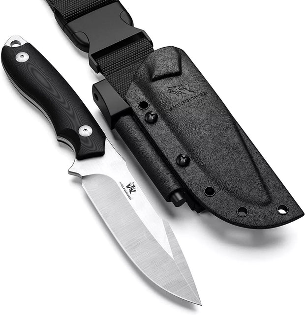 Wolfgangs Outdoor-Messer AMBULO mit Kydex Holster - D2 Stahl inkl. Survival Kit