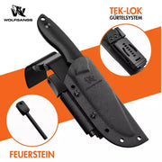 Wolfgangs Outdoor-Messer AMBULO mit Kydex Holster - D2 Stahl inkl. Survival Kit